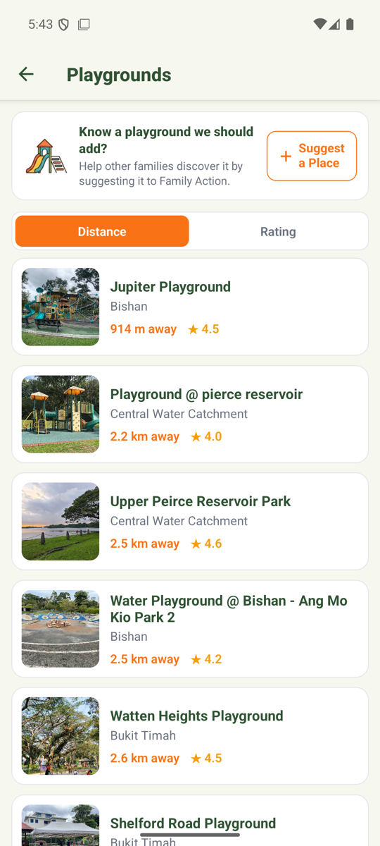 Family Action app — venues near you, sorted by distance